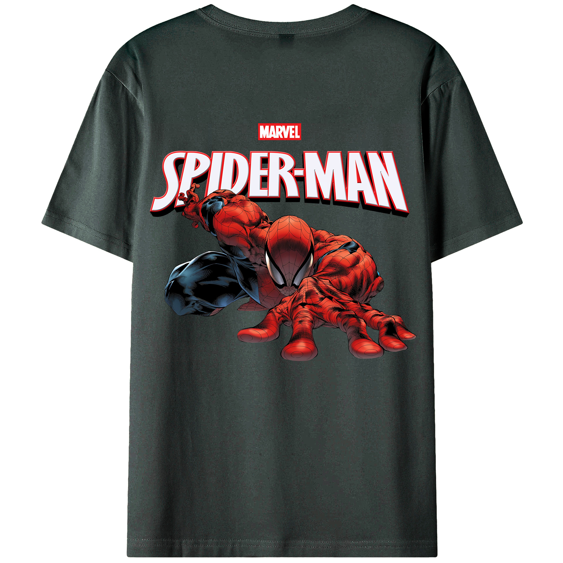 （画像用） Spider Man スパイダーマン 綿100％ メンズ半袖Tシャツ（バックプリント） 通気性